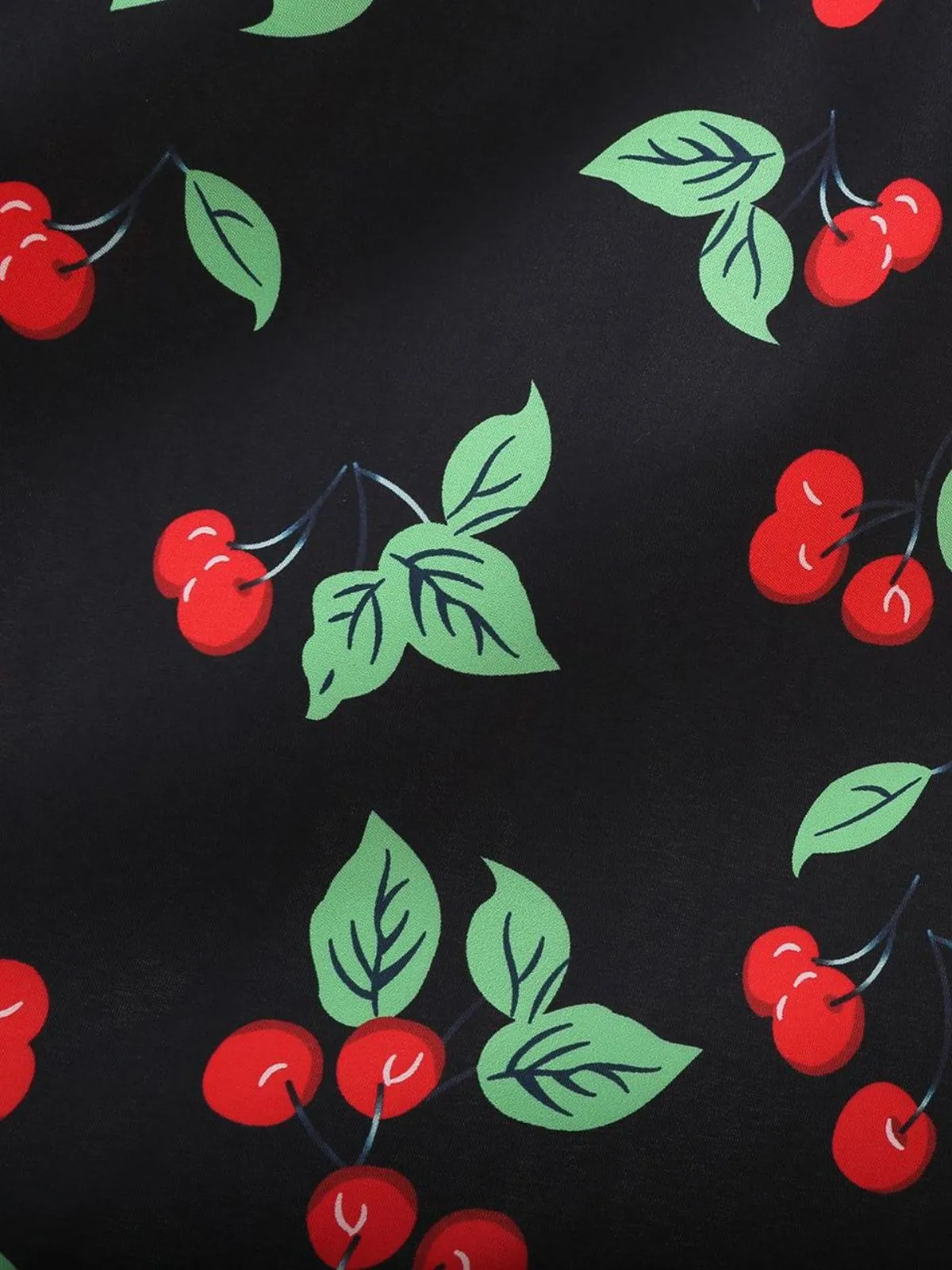 Red 1950s Cherry Print Long Sleeve Swing Dress sold by Retro Stage product image thumbnail 5