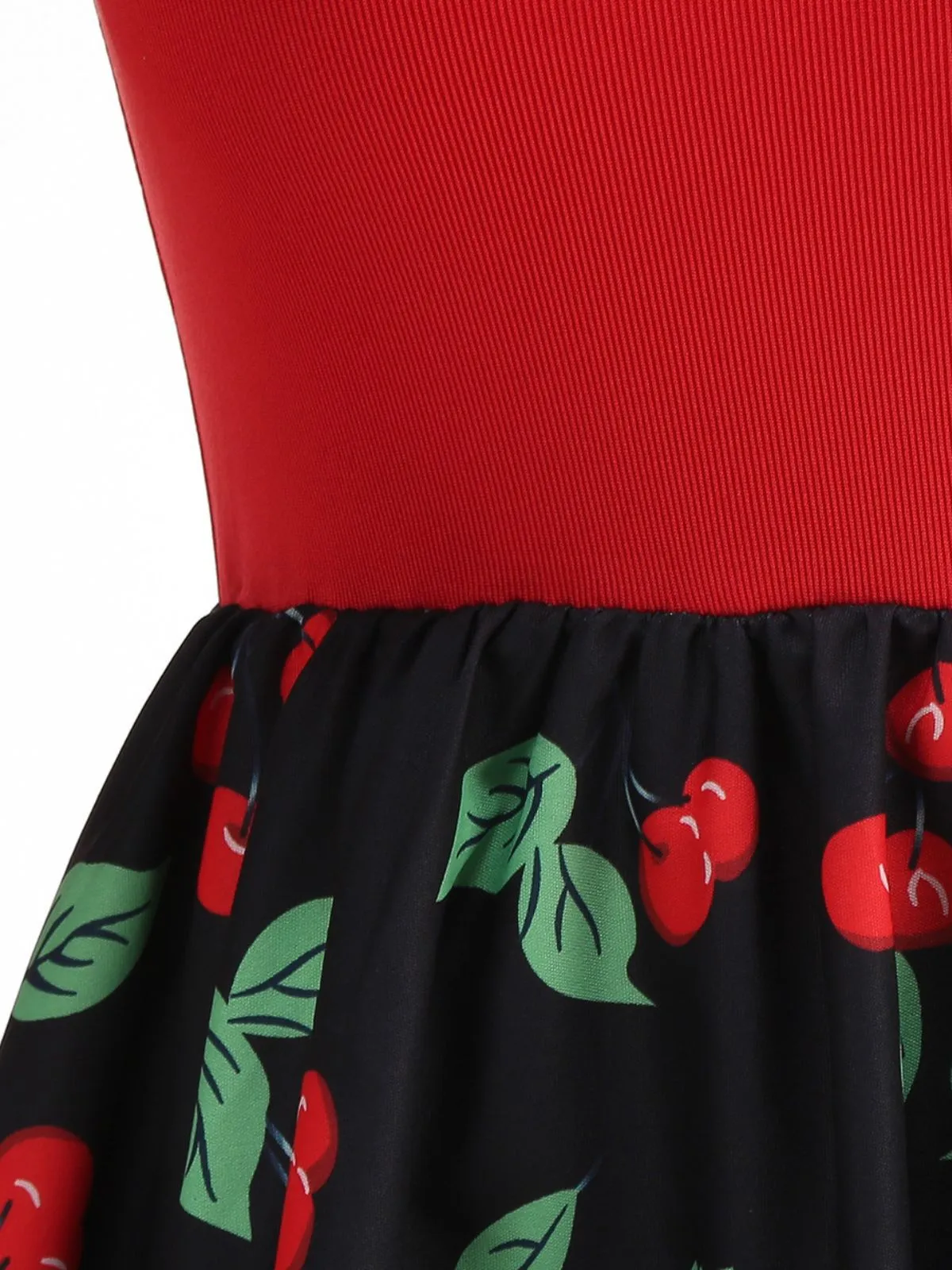 Red 1950s Cherry Print Long Sleeve Swing Dress sold by Retro Stage product image thumbnail 4
