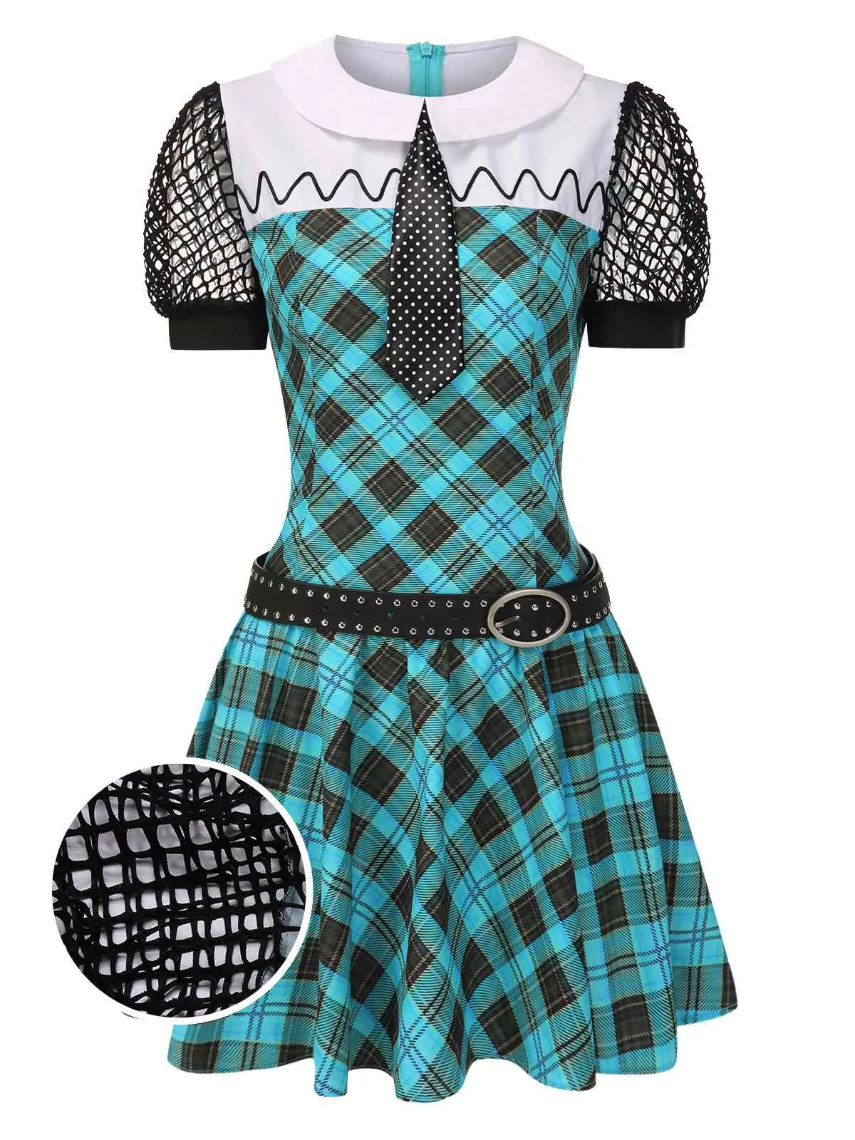Blue 1970s Plaid Peter Pan Collar Frankie Stein Dress sold by Retro Stage product image thumbnail 3
