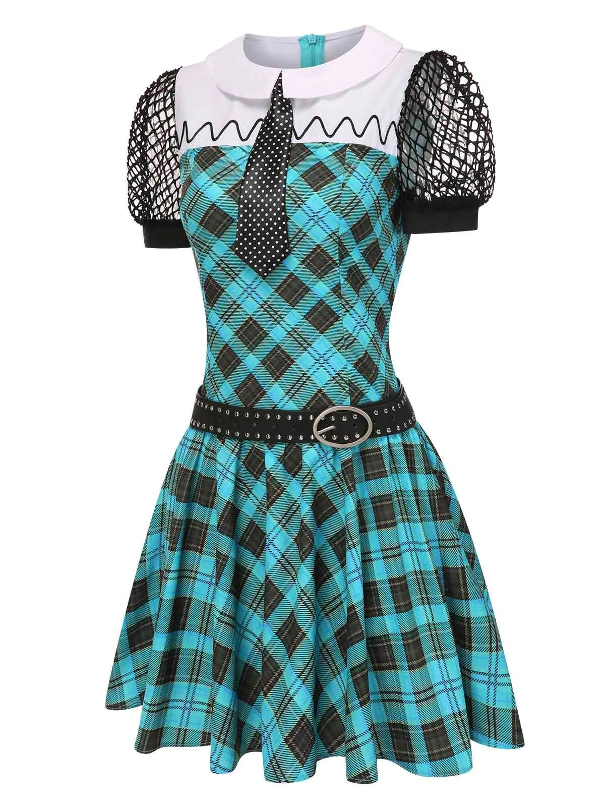 Blue 1970s Plaid Peter Pan Collar Frankie Stein Dress sold by Retro Stage product image thumbnail 4