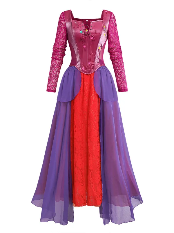 Purple 2PCS 1930s Hocus Pocus Lace Floral Top & Skirt sold by Retro Stage