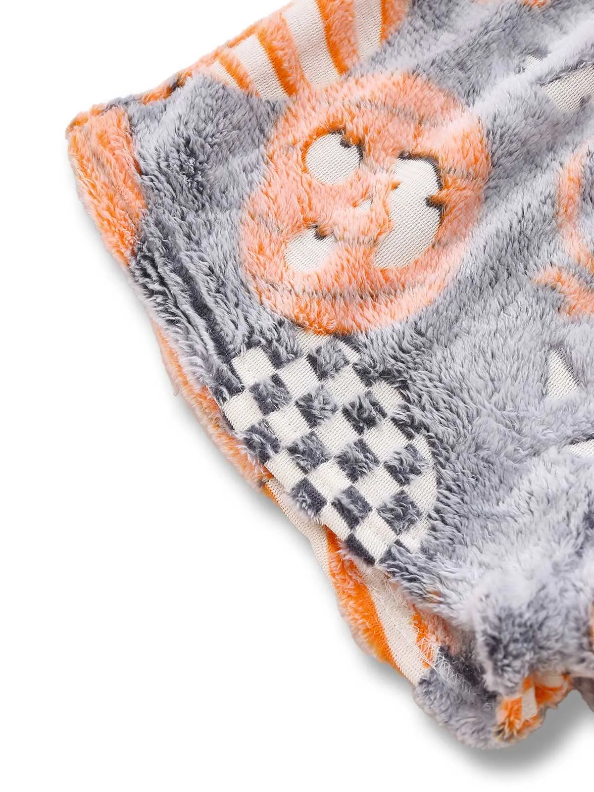 2PCS Grey 1970s Glowing Halloween Pumpkin Flannel Pajama Set sold by Retro Stage product image thumbnail 5