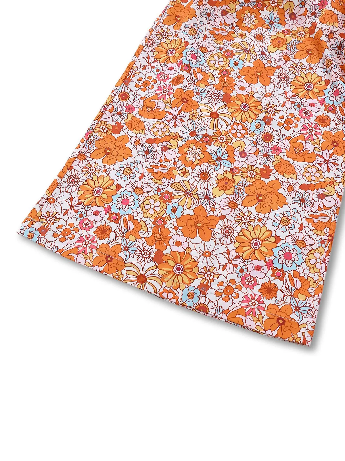 Orange 1970s Floral Print Wide Leg Jumpsuit sold by Retro Stage product image thumbnail 4