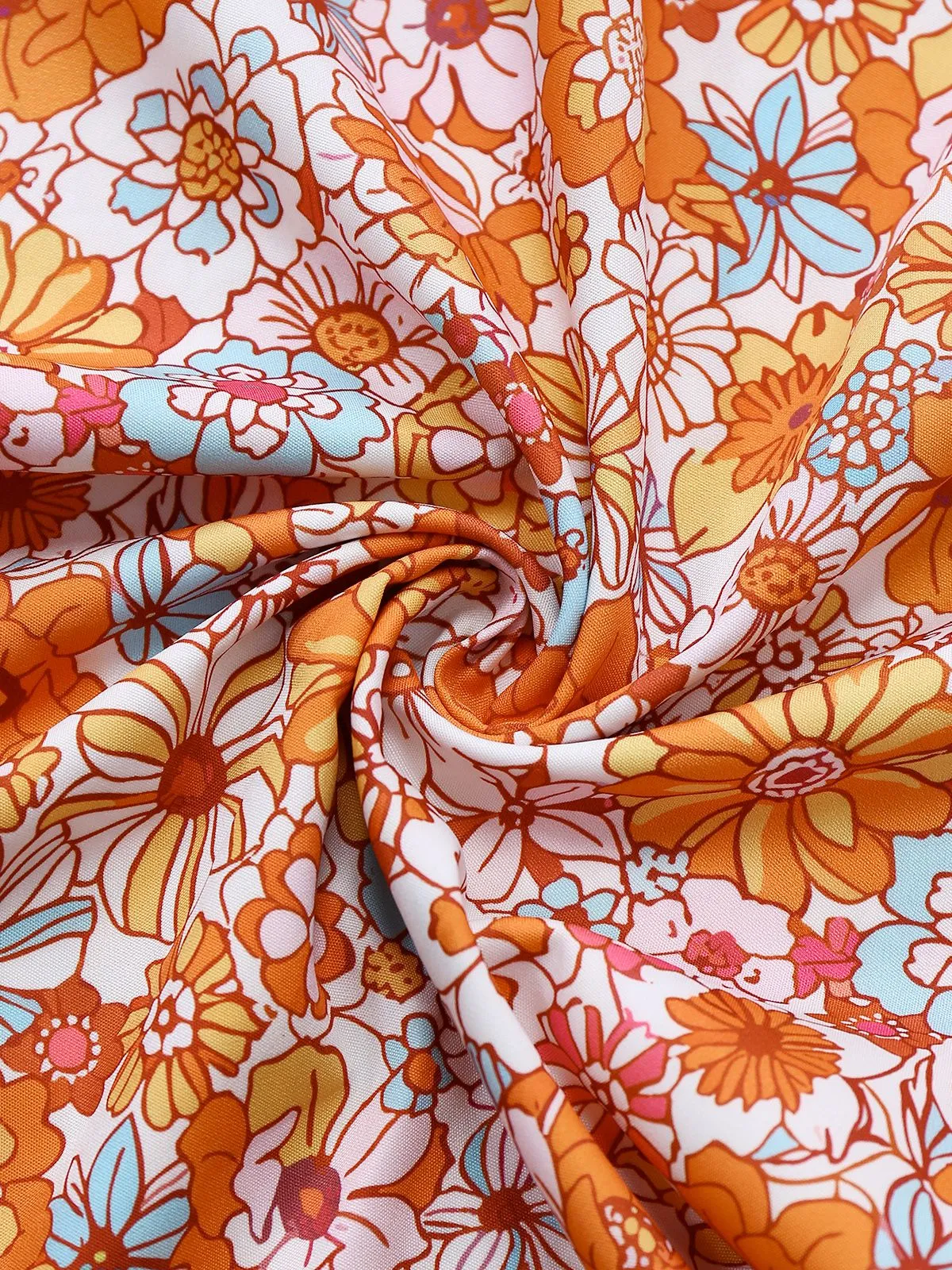 Orange 1970s Floral Print Wide Leg Jumpsuit sold by Retro Stage product image thumbnail 5