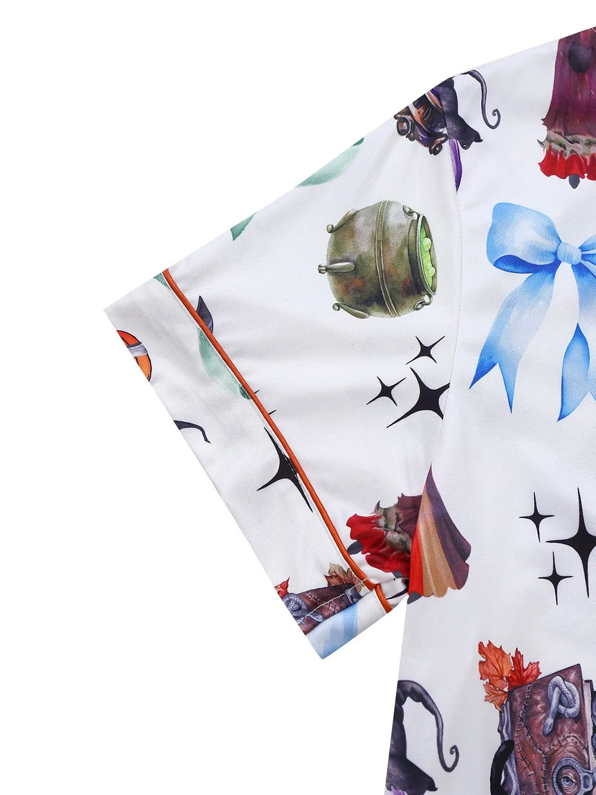 1970s Halloween Witch Print Satin Pajama Set sold by Retro Stage product image thumbnail 3