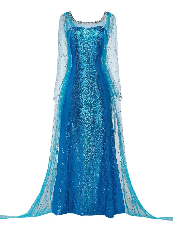 Blue 1970s Solid Sequined Elsa Cape & Dress sold by Retro Stage
