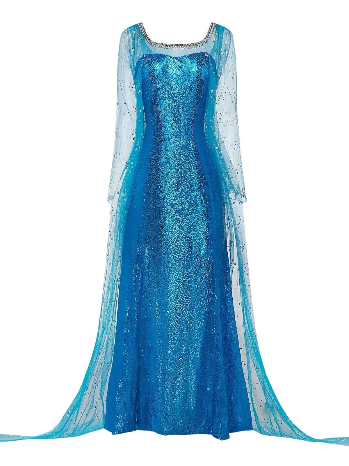 Blue 1970s Solid Sequined Elsa Cape & Dress sold by Retro Stage