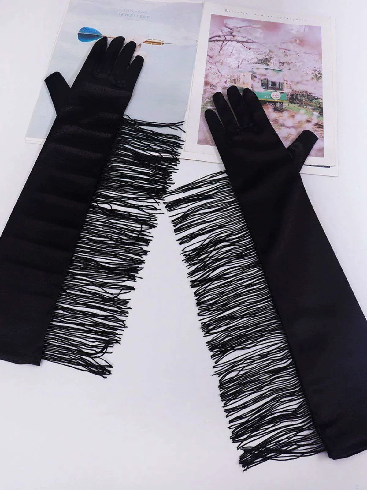 Vintage Fringe Opera & Party Long Gloves sold by Retro Stage product image thumbnail 3