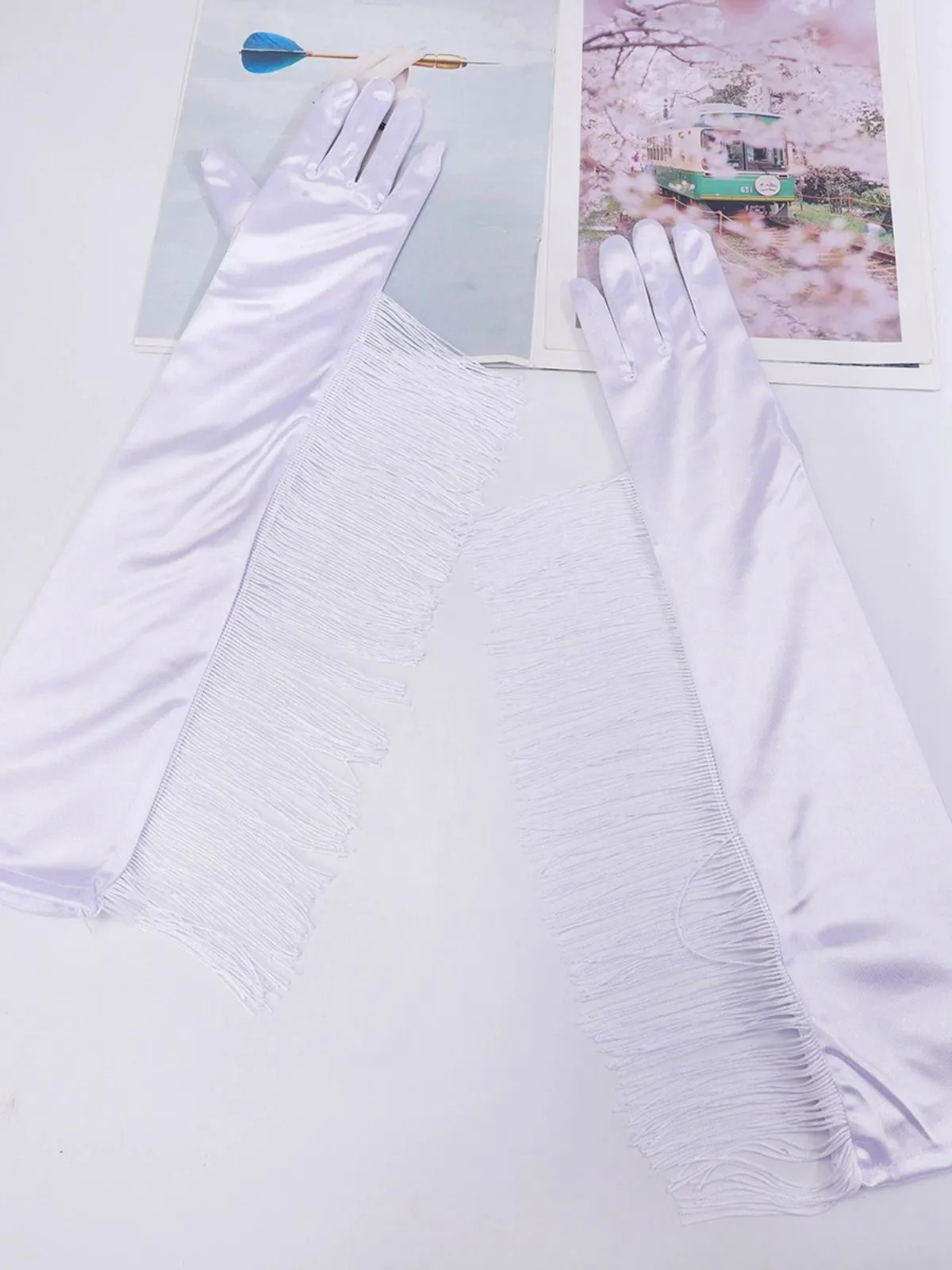 Vintage Fringe Opera & Party Long Gloves sold by Retro Stage product image thumbnail 2