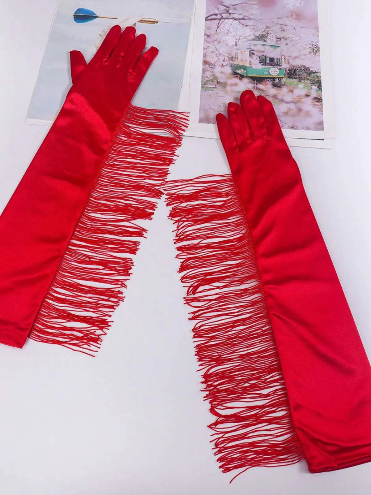 Vintage Fringe Opera & Party Long Gloves sold by Retro Stage product image thumbnail 4