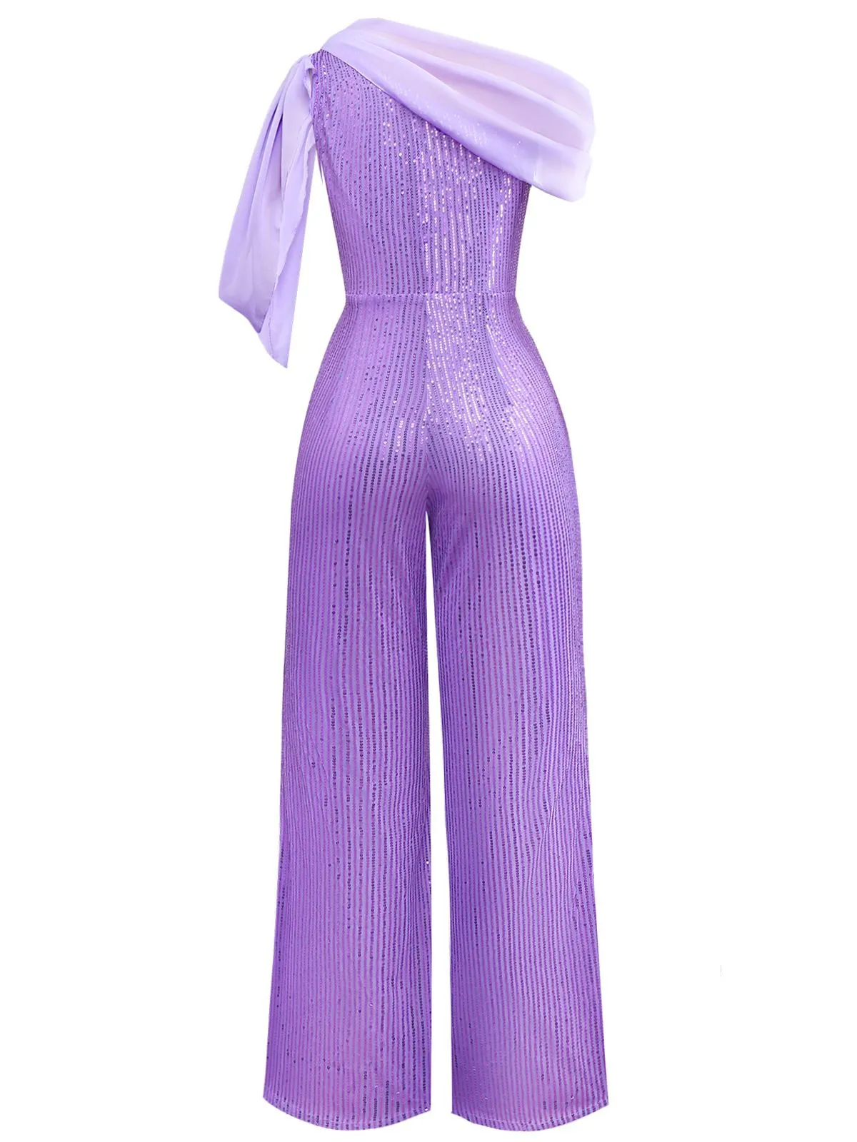 1930s One Shoulder Chiffon Sequined Jumpsuit sold by Retro Stage product image thumbnail 2