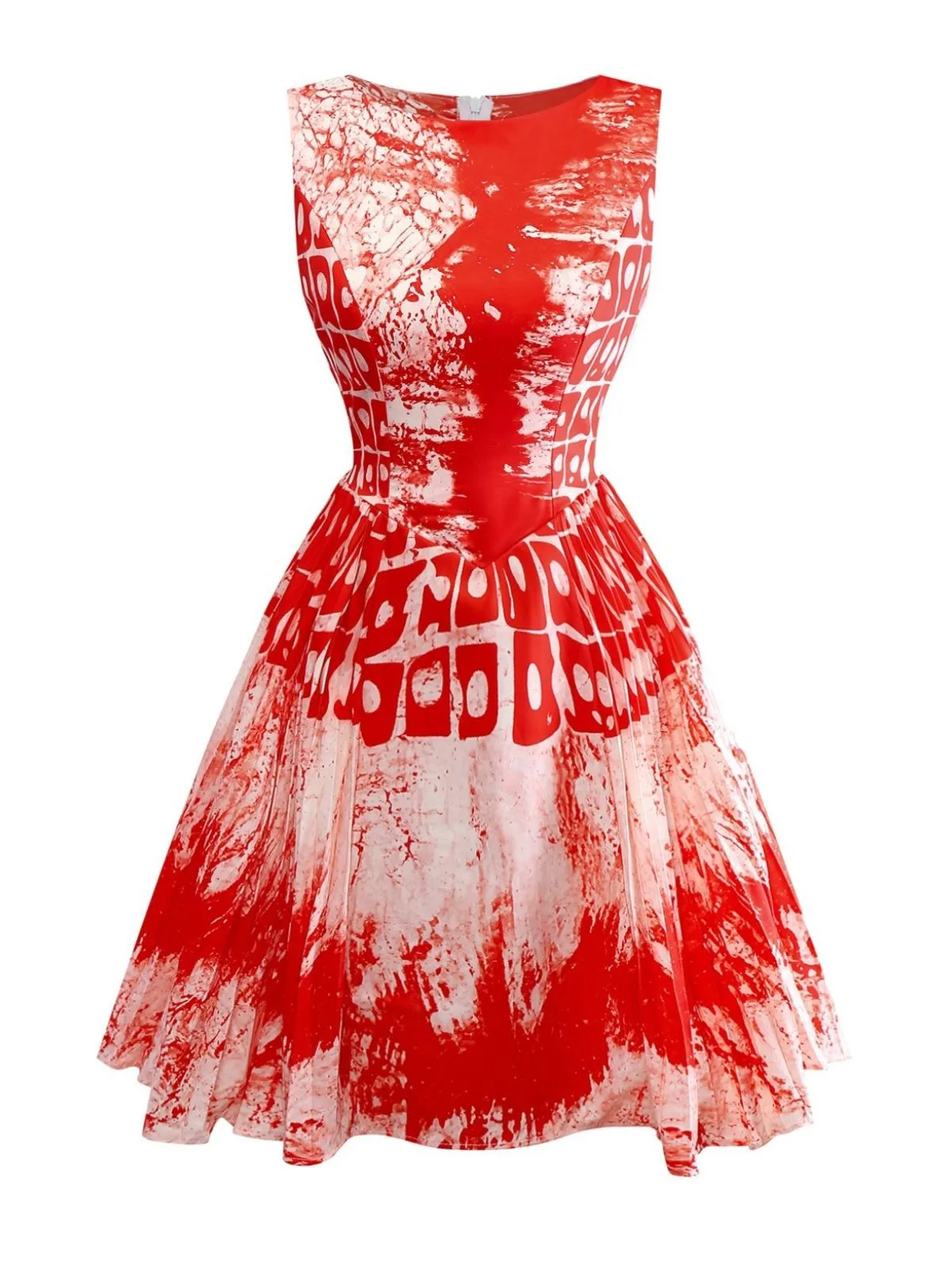 Red 1950s Blood Print Halloween Horror Dress sold by Retro Stage