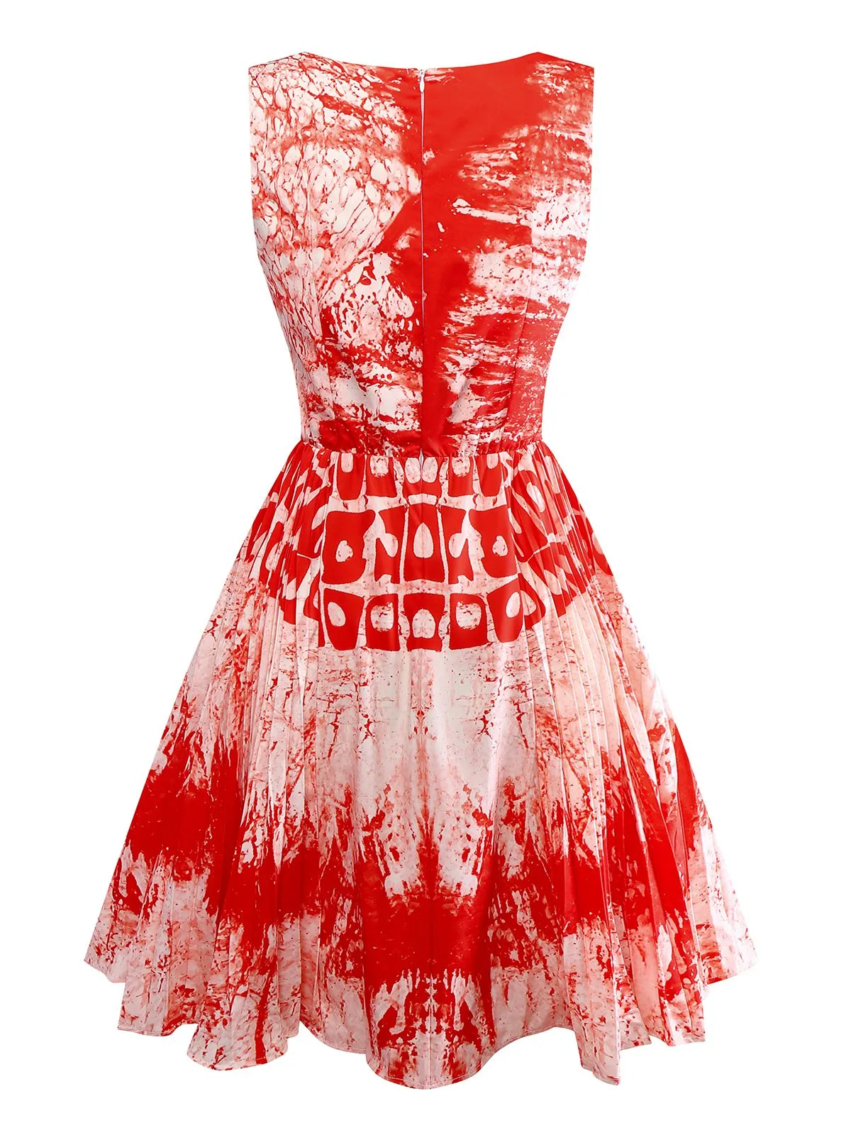 Red 1950s Blood Print Halloween Horror Dress sold by Retro Stage product image thumbnail 2