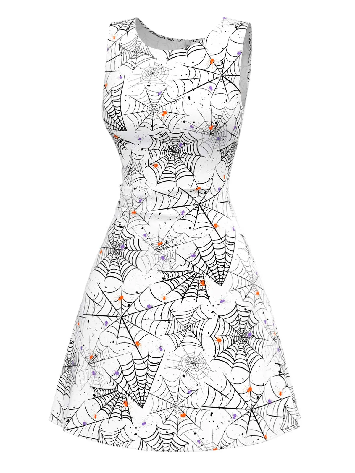 Black & White 1960s Horror Spider Web Dress sold by Retro Stage product image thumbnail 4