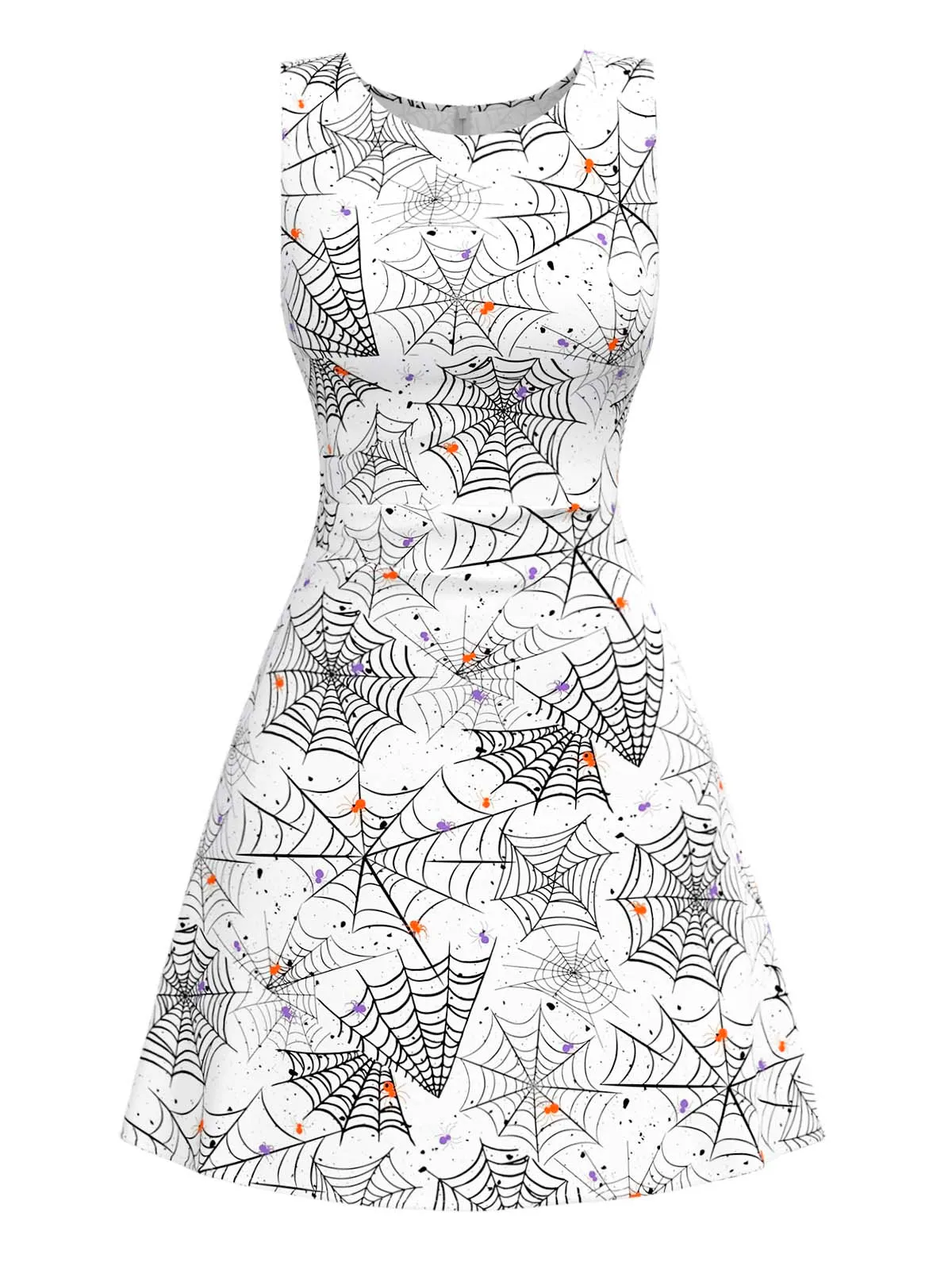 Black & White 1960s Horror Spider Web Dress sold by Retro Stage product image thumbnail 3