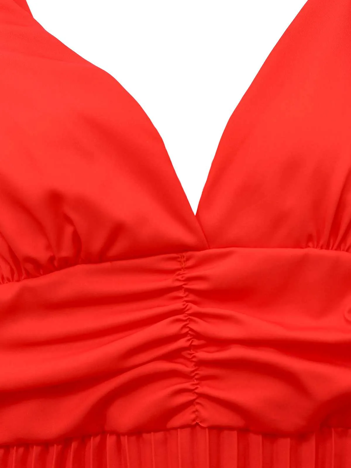 Orange 1930s Slip V-Neck Gradient Pleated Maxi Dress sold by Retro Stage product image thumbnail 3