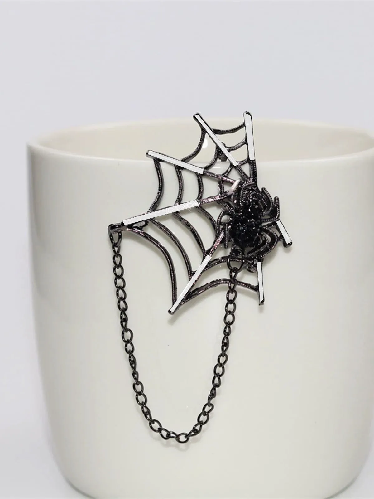Halloween Diamond Spider Web Gothic Brooch sold by Retro Stage product image thumbnail 3