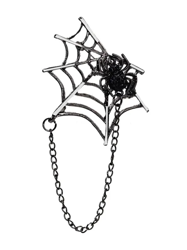 Halloween Diamond Spider Web Gothic Brooch sold by Retro Stage
