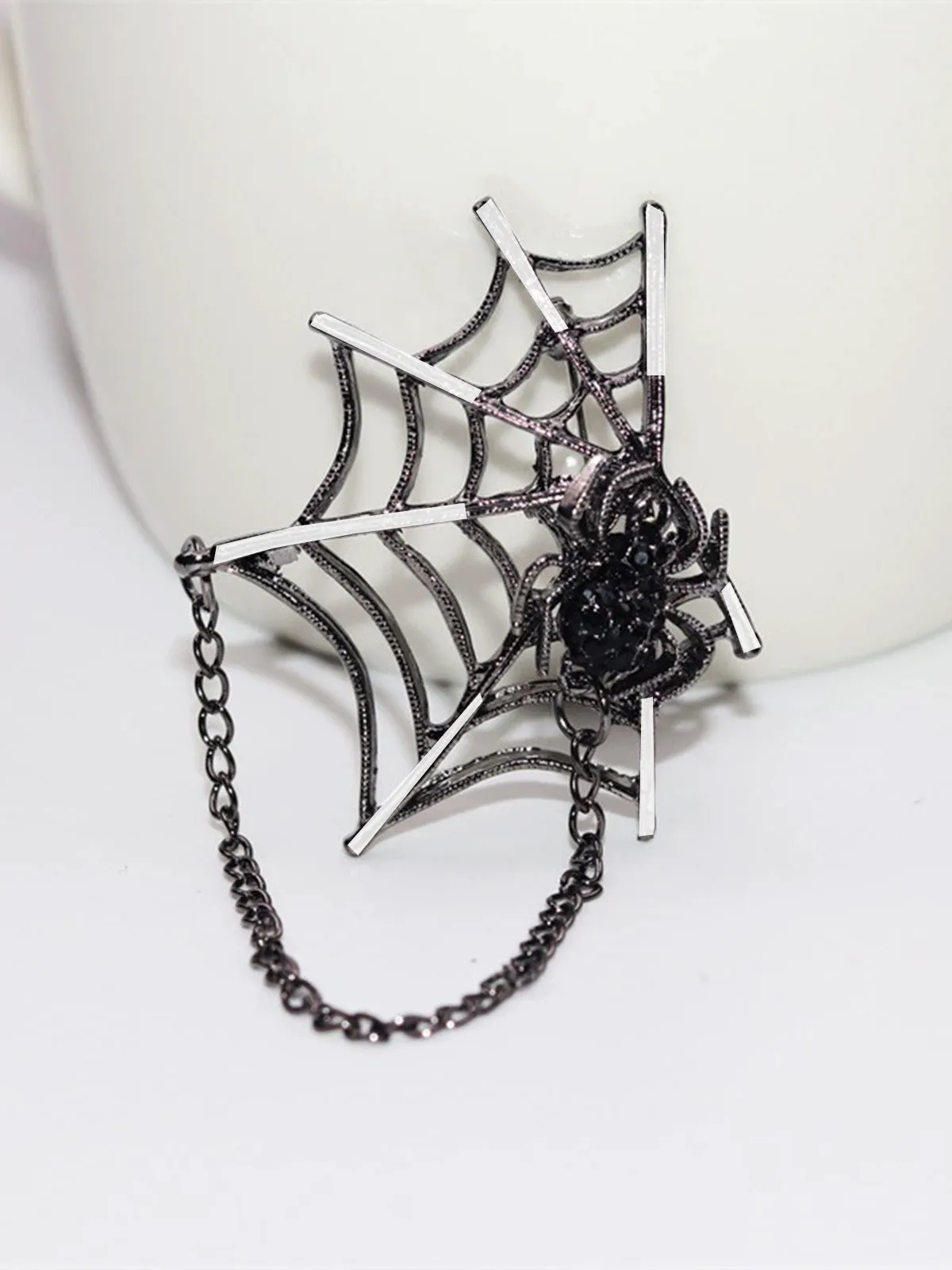 Halloween Diamond Spider Web Gothic Brooch sold by Retro Stage product image thumbnail 2