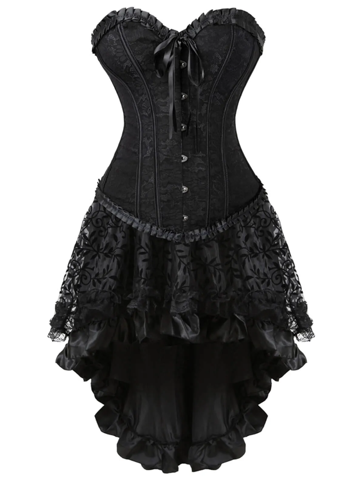 2PCS 1970s Steampunk Lace Corset & High Low Skirt sold by Retro Stage product image thumbnail 2
