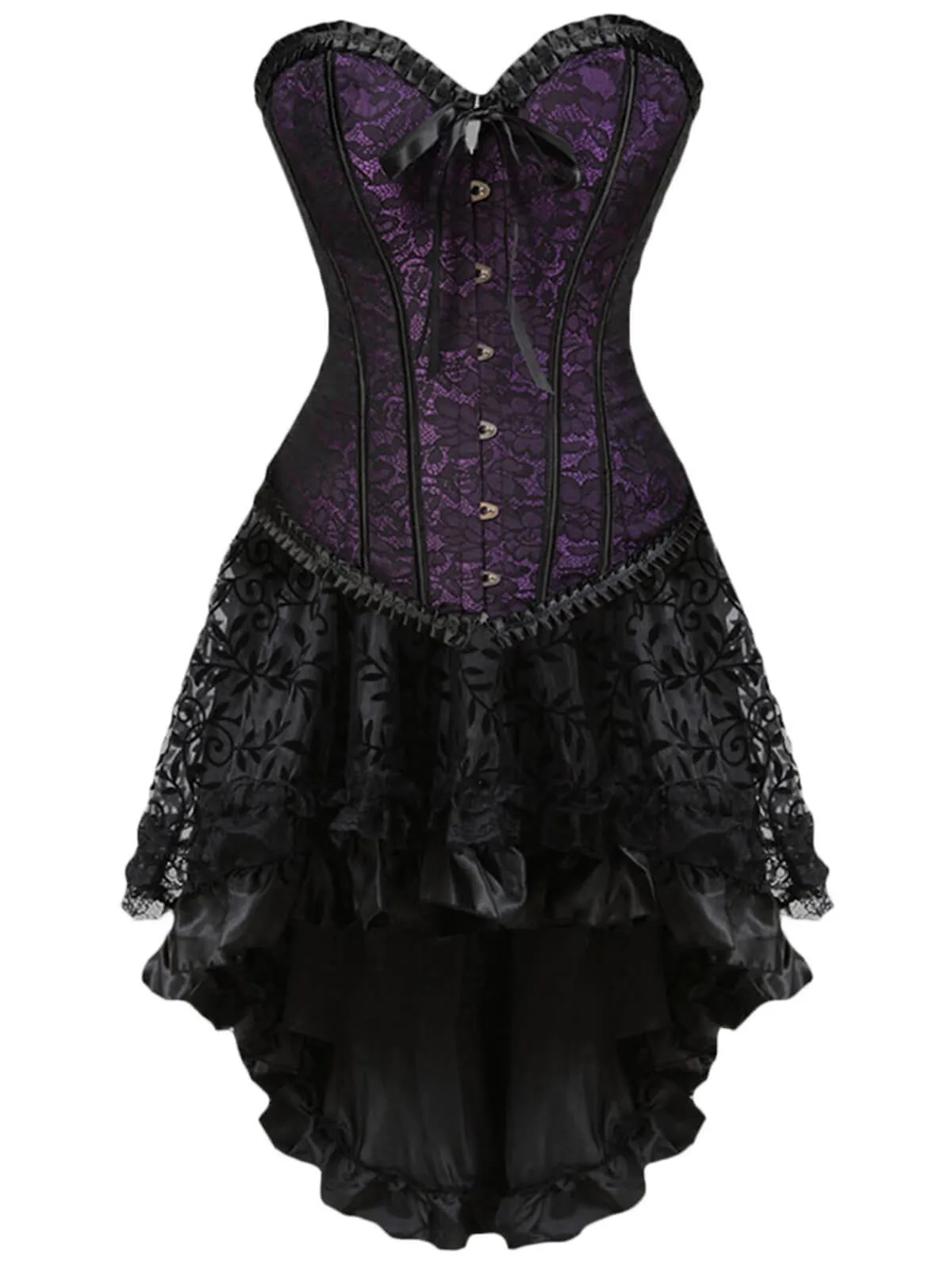 2PCS 1970s Steampunk Lace Corset & High Low Skirt sold by Retro Stage product image thumbnail 4