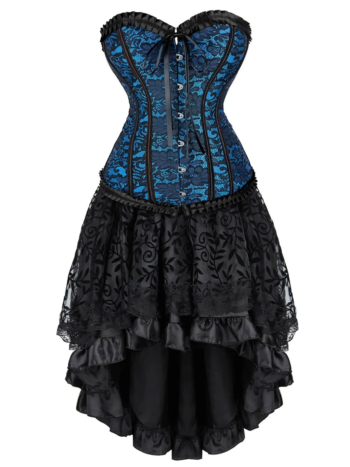 2PCS 1970s Steampunk Lace Corset & High Low Skirt sold by Retro Stage product image thumbnail 3
