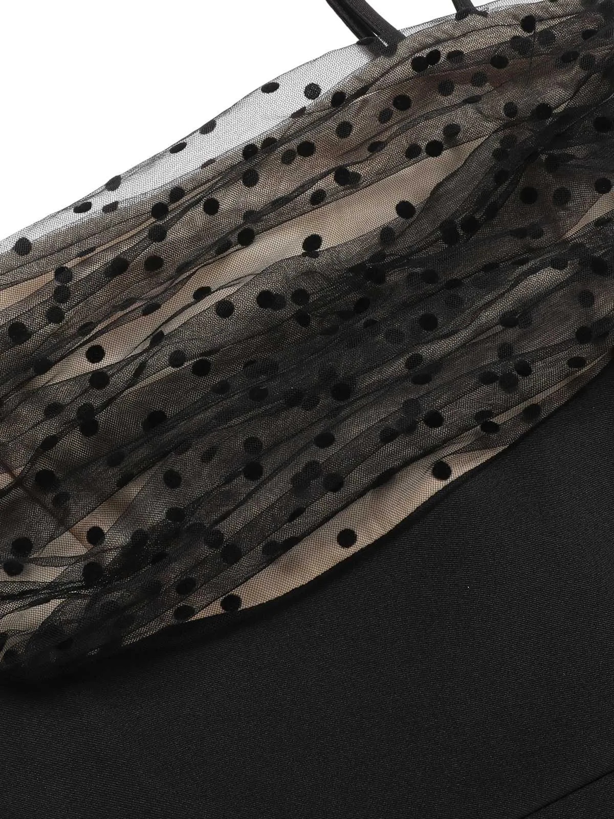 Black 1930s Polka Dots Mesh Spaghetti Straps Jumpsuit sold by Retro Stage product image thumbnail 5