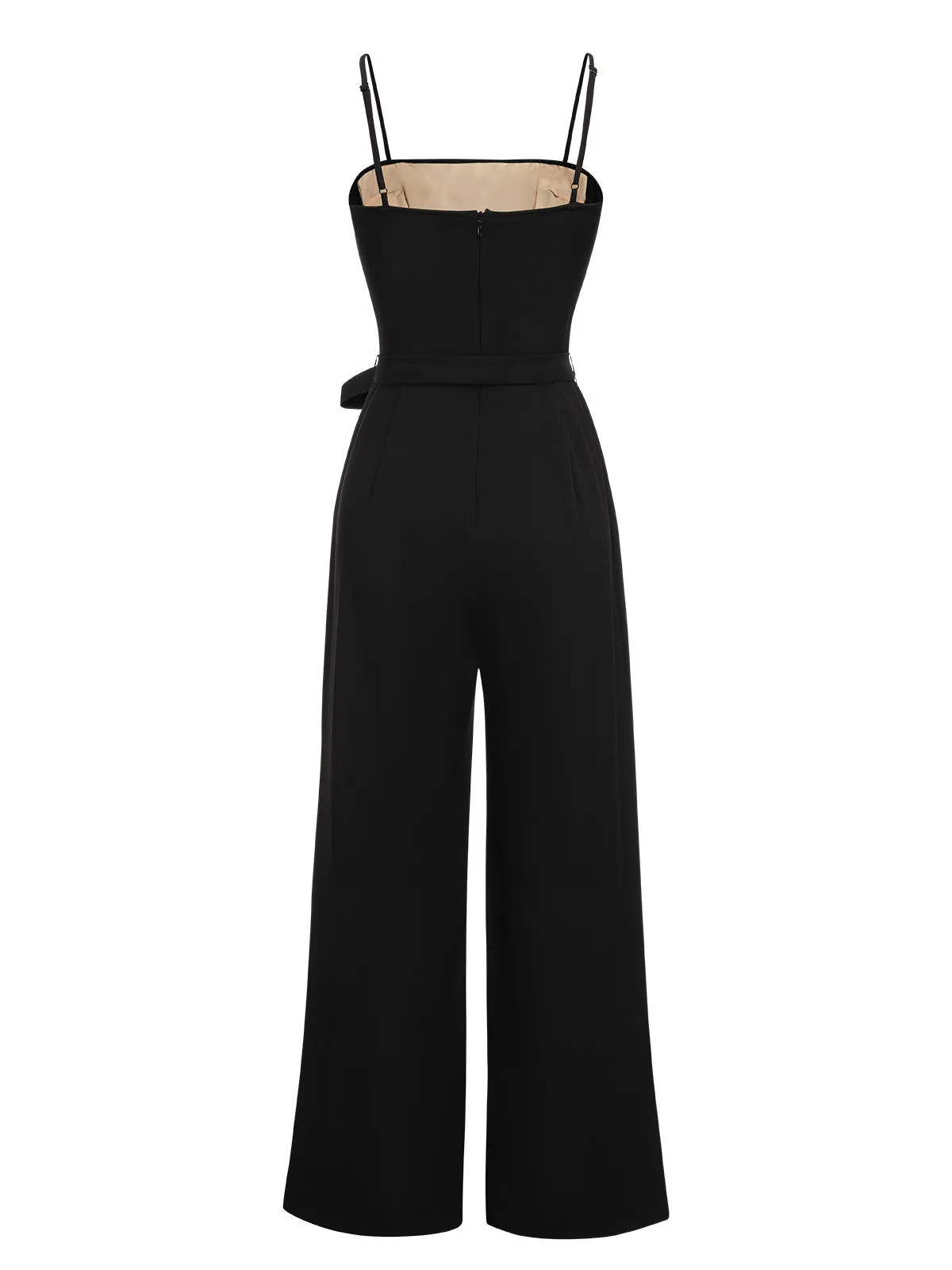 Black 1930s Polka Dots Mesh Spaghetti Straps Jumpsuit sold by Retro Stage product image thumbnail 4