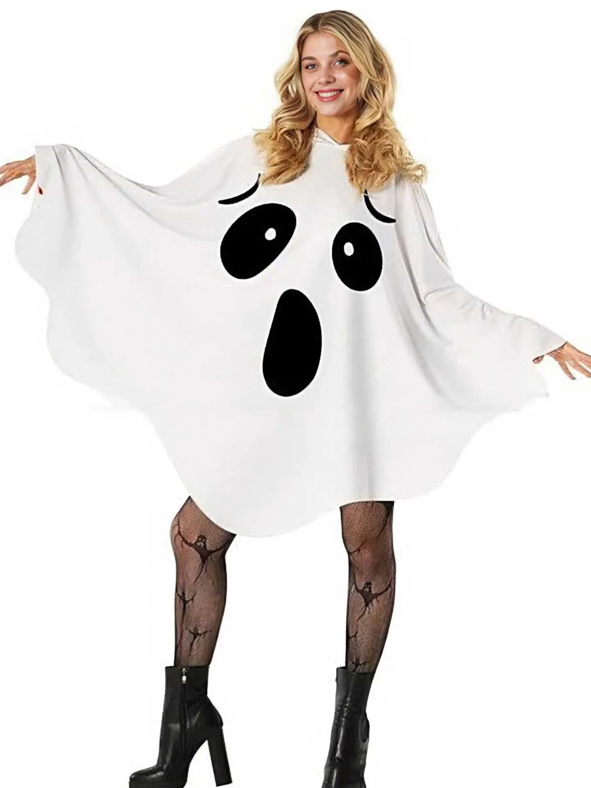 White 1970s Halloween Ghost Hooded Costume Cape sold by Retro Stage