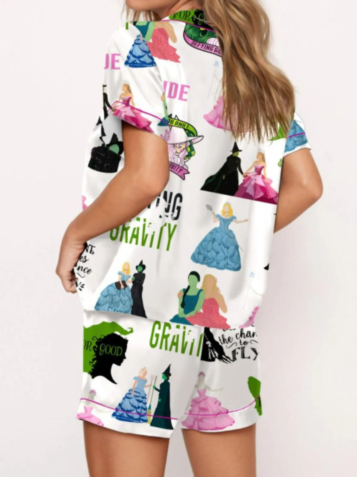 2PCS 1940s Witch Cartoon Print Button Pajama Set sold by Retro Stage product image thumbnail 2