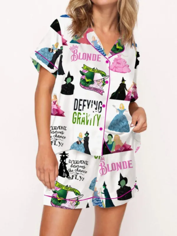 2PCS 1940s Witch Cartoon Print Button Pajama Set sold by Retro Stage