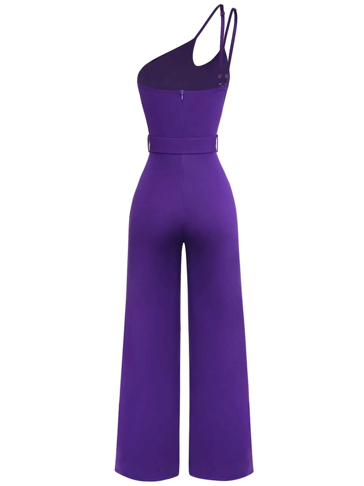 1970s One-Shoulder Studded Belted Jumpsuit sold by Retro Stage product image thumbnail 2