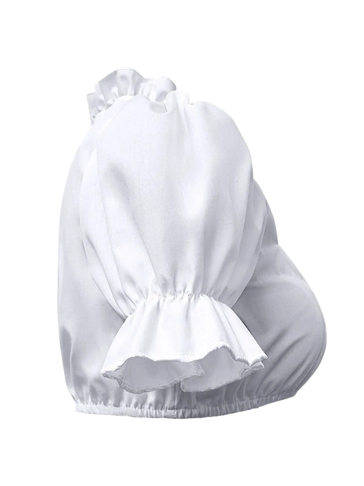 White 1950s Solid Sweetheart Neck Puff Sleeve Crop Top sold by Retro Stage product image thumbnail 3