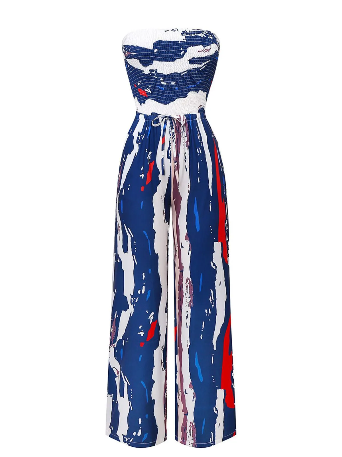 Multicolor 1960s Splashing Ink Strapless Jumpsuit sold by Retro Stage