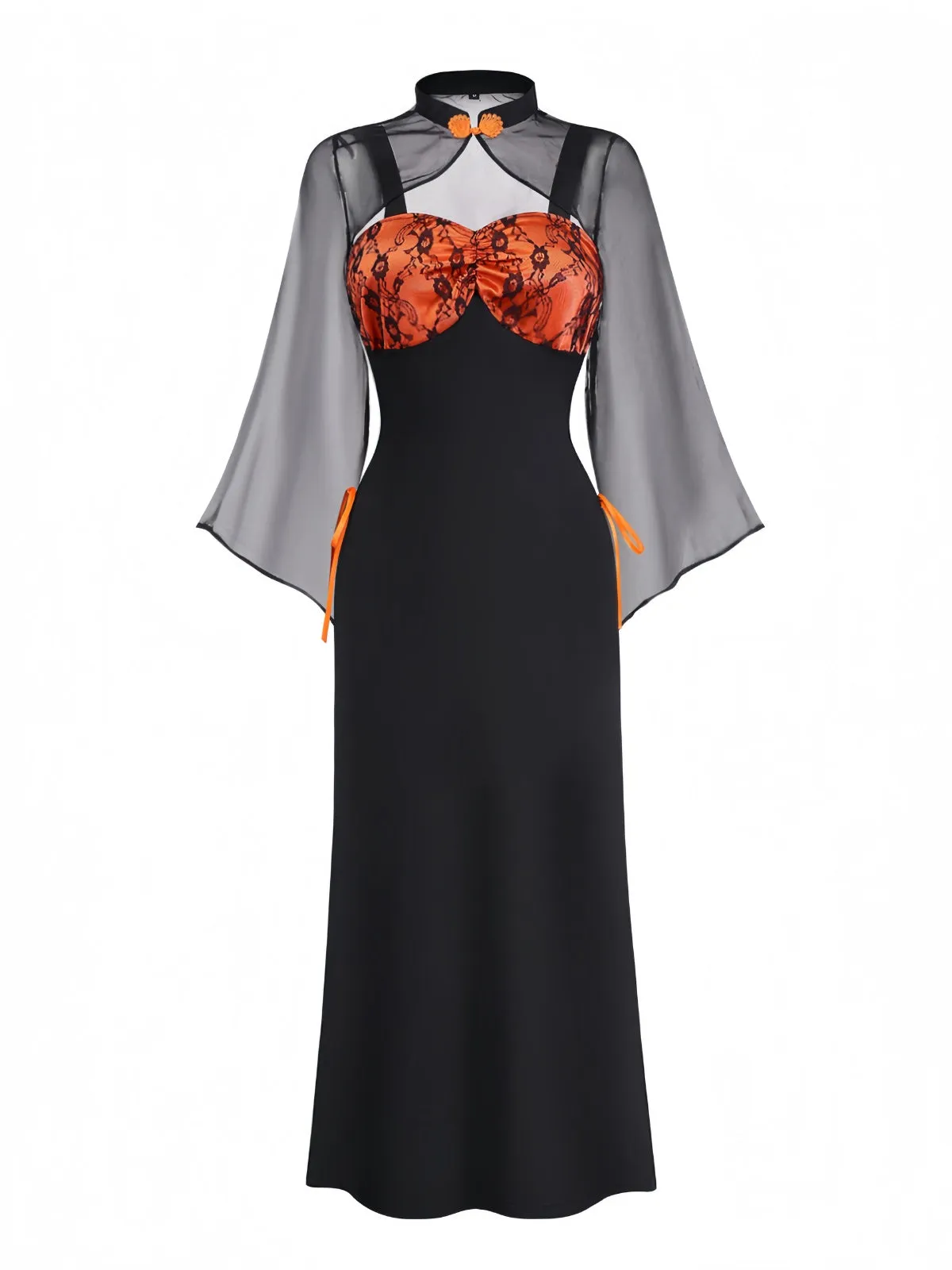Orange 1940s Floral Lace Dress With Cape & Hat sold by Retro Stage