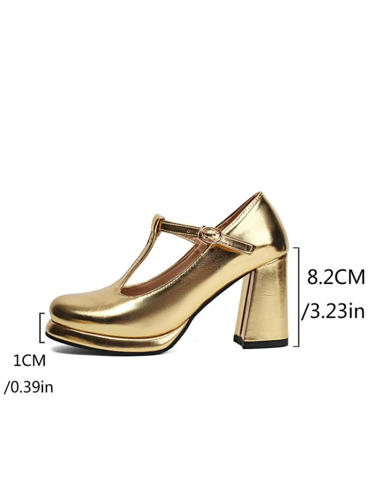 Metallic Square Toe Block Buckle Heels sold by Retro Stage product image thumbnail 5