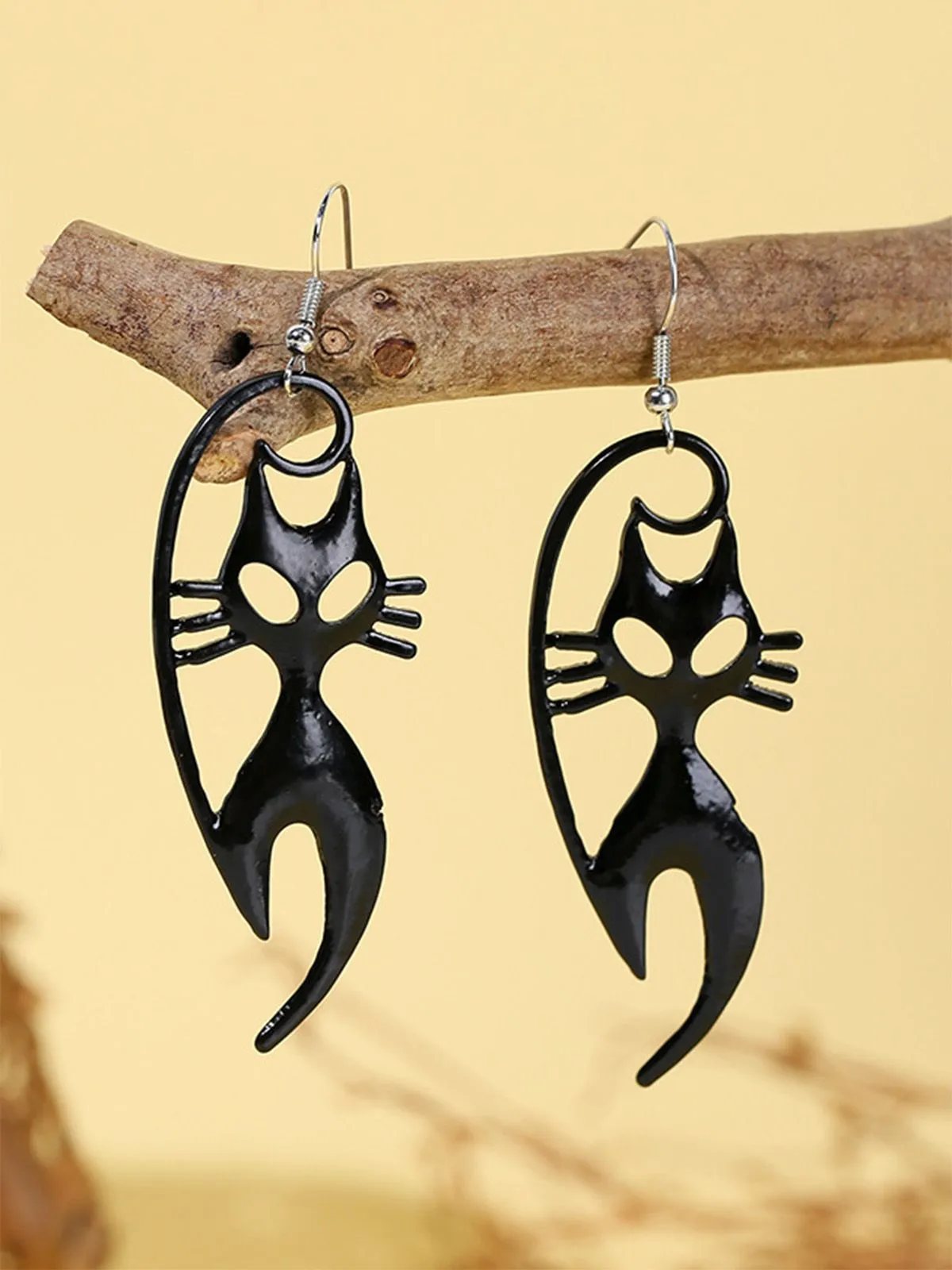 Black Halloween Cat Dangle Earrings sold by Retro Stage product image thumbnail 2