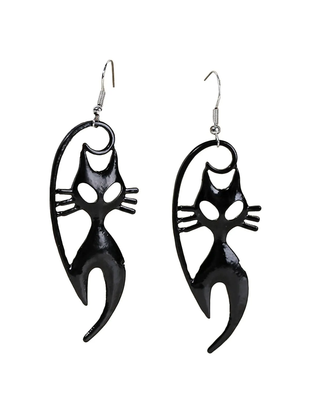 Black Halloween Cat Dangle Earrings sold by Retro Stage