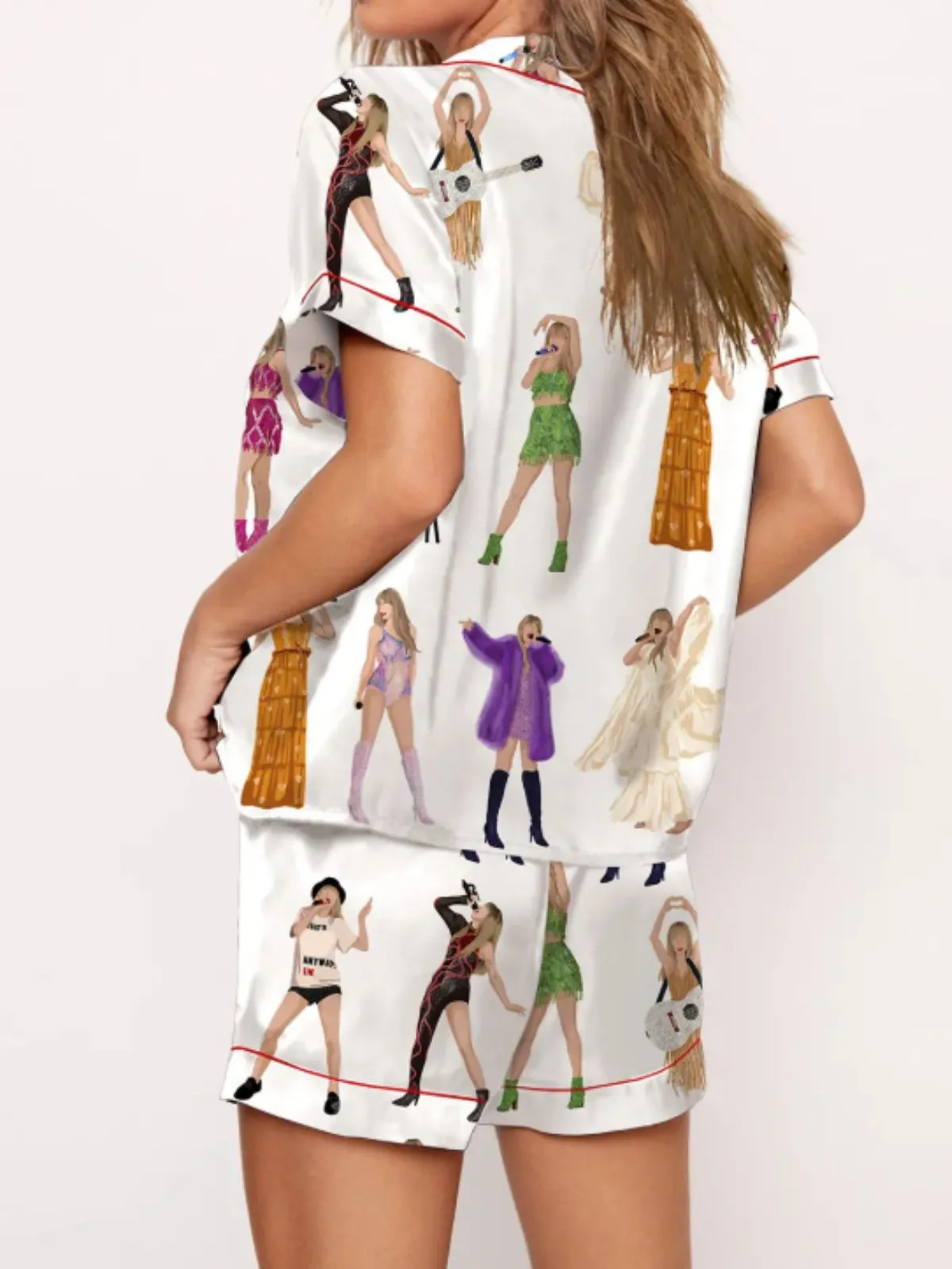 2PCS 1960s Singer Cartoon Print Button Pajama Set sold by Retro Stage product image thumbnail 2