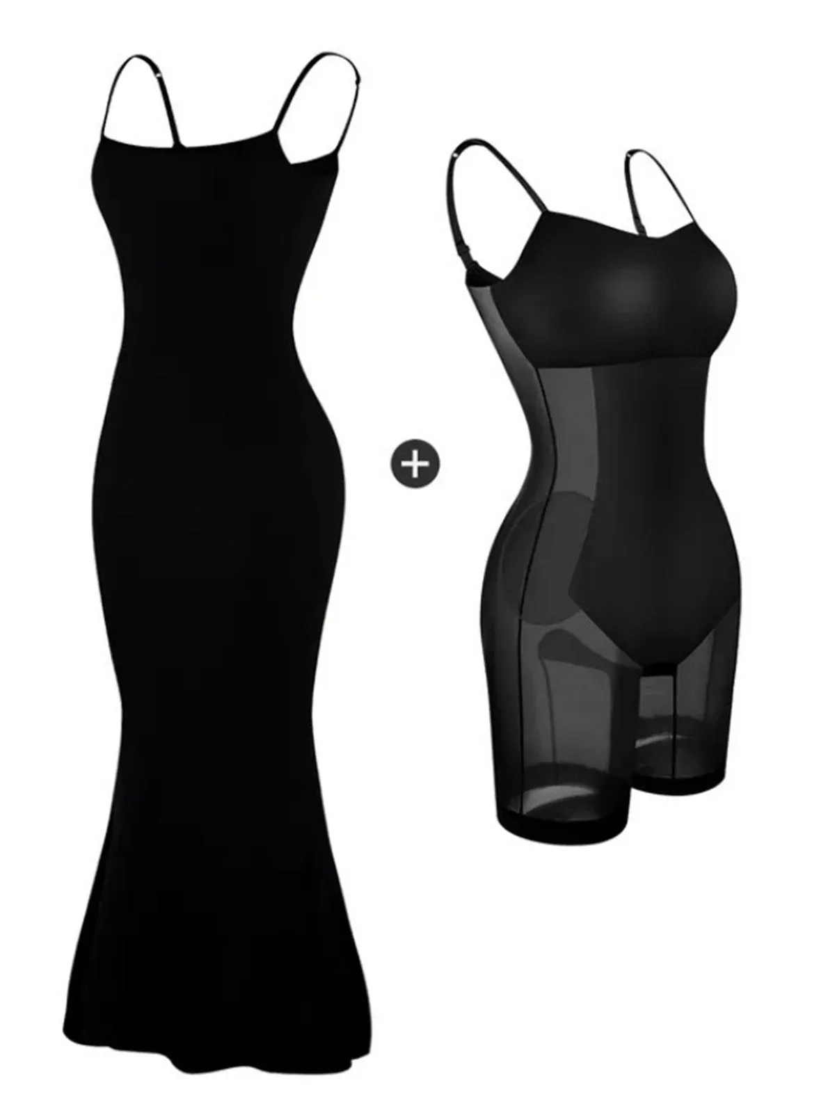 Black 2-in-1 Shapewear Slip Dress sold by Retro Stage
