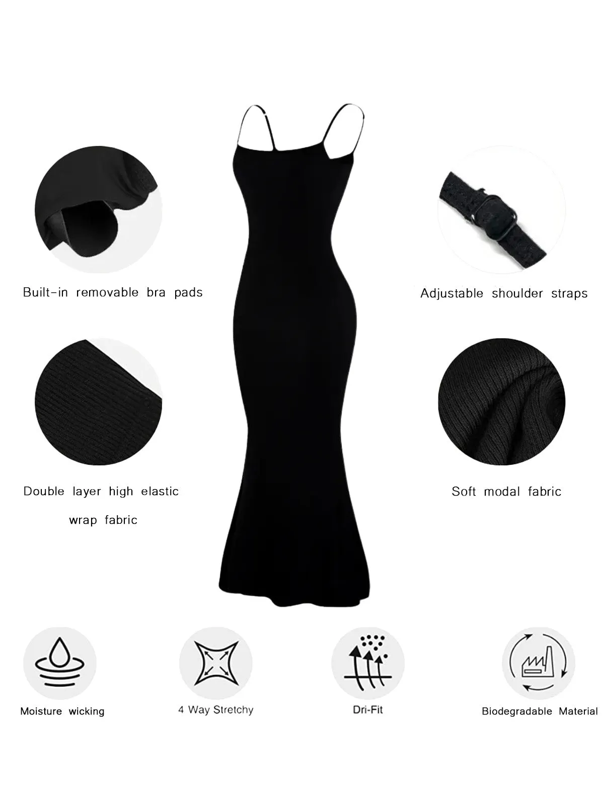 Black 2-in-1 Shapewear Slip Dress sold by Retro Stage product image thumbnail 2