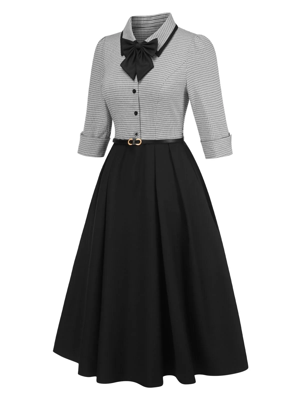 1950s Houndstooth Detachable Bow Collar Dress sold by Retro Stage product image thumbnail 3