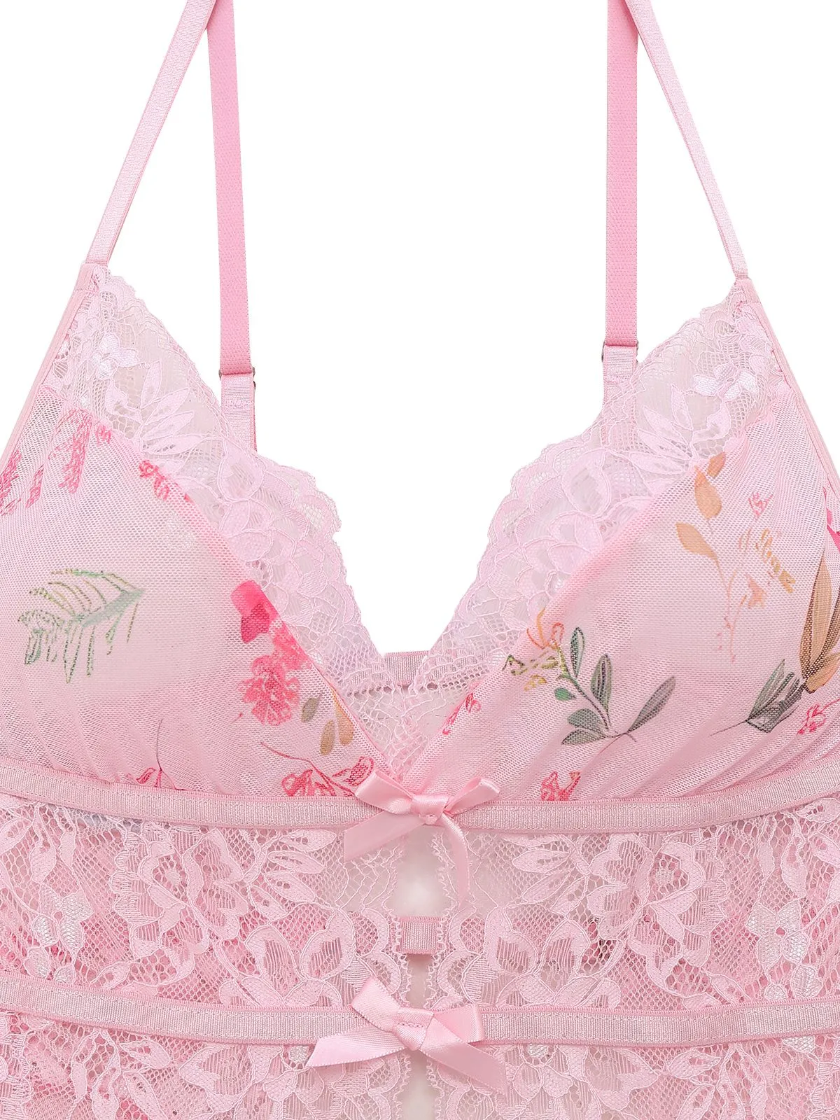 Pink 1970s Floral Lace Sheer Nightgown sold by Retro Stage product image thumbnail 3