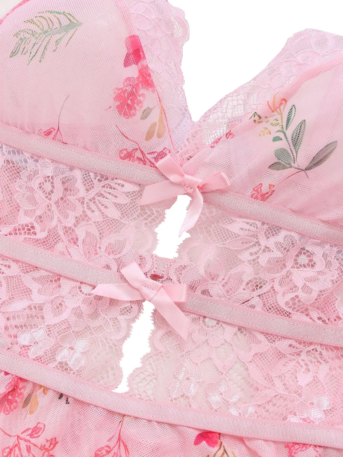 Pink 1970s Floral Lace Sheer Nightgown sold by Retro Stage product image thumbnail 4