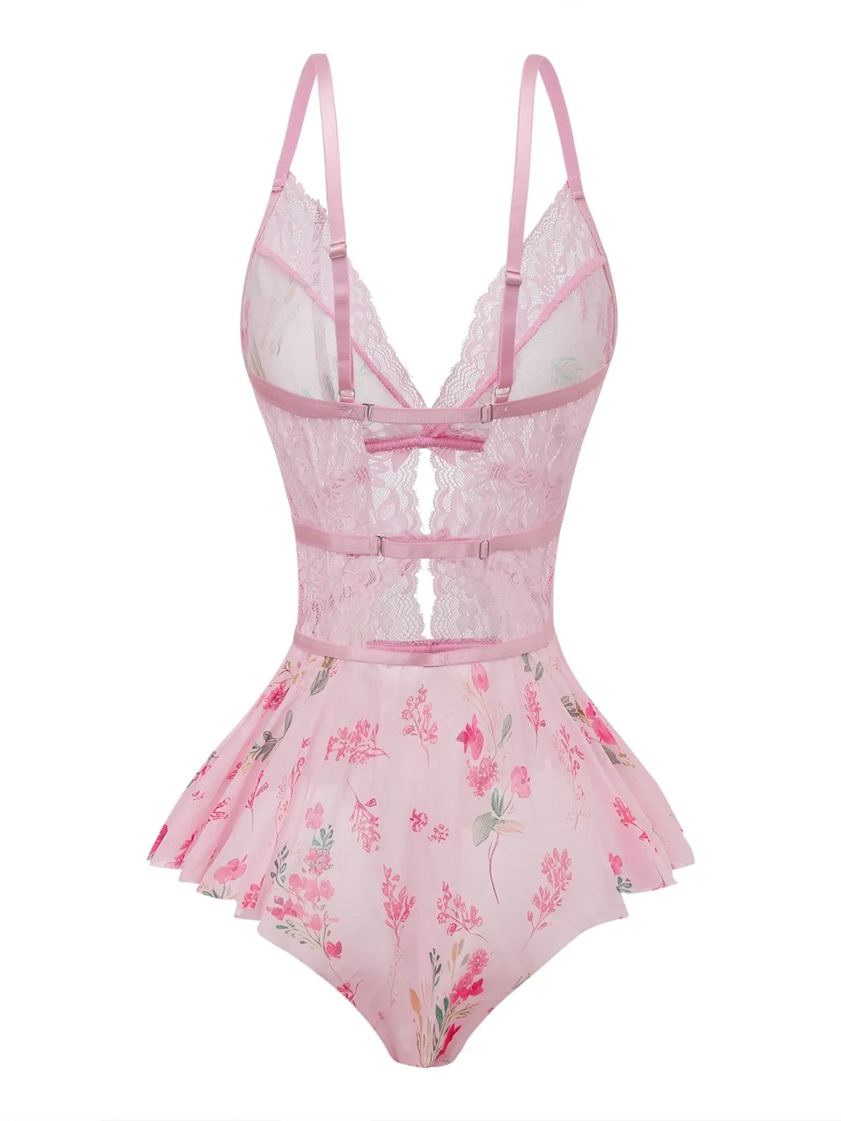 Pink 1970s Floral Lace Sheer Nightgown sold by Retro Stage product image thumbnail 2