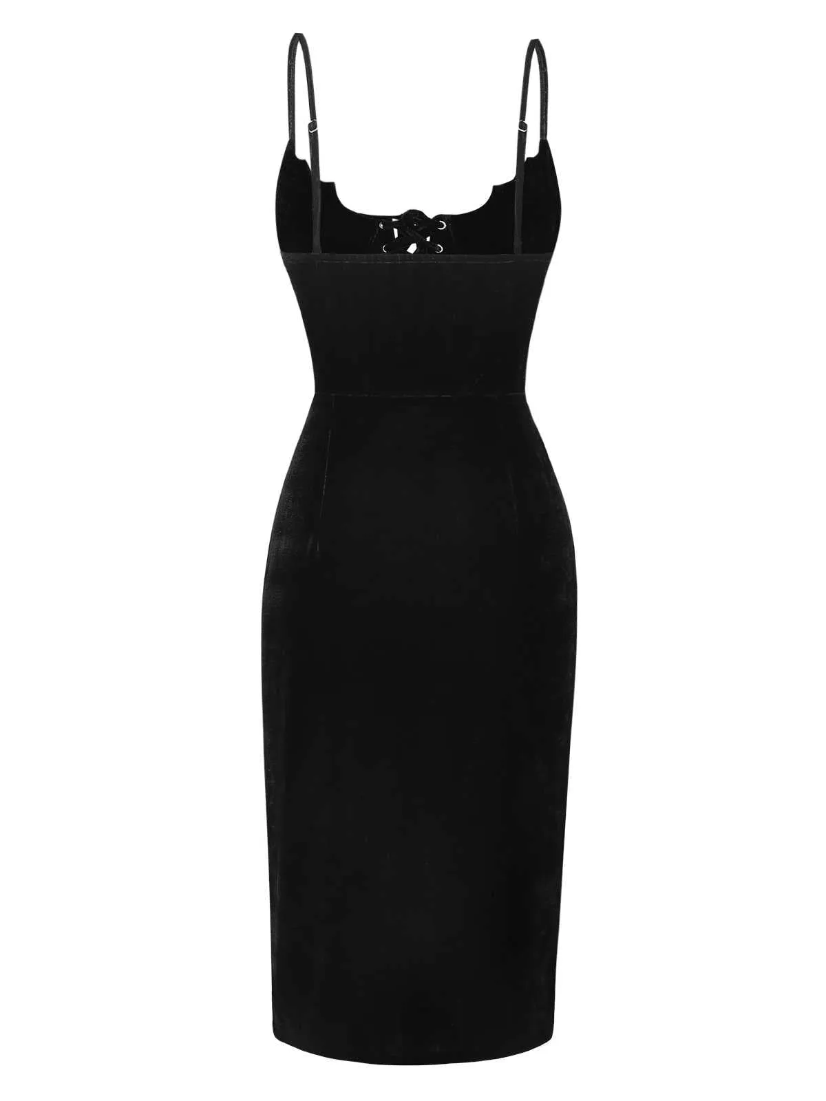 Black 1960s Bat Neckline Velvet Slit Dress sold by Retro Stage product image thumbnail 4