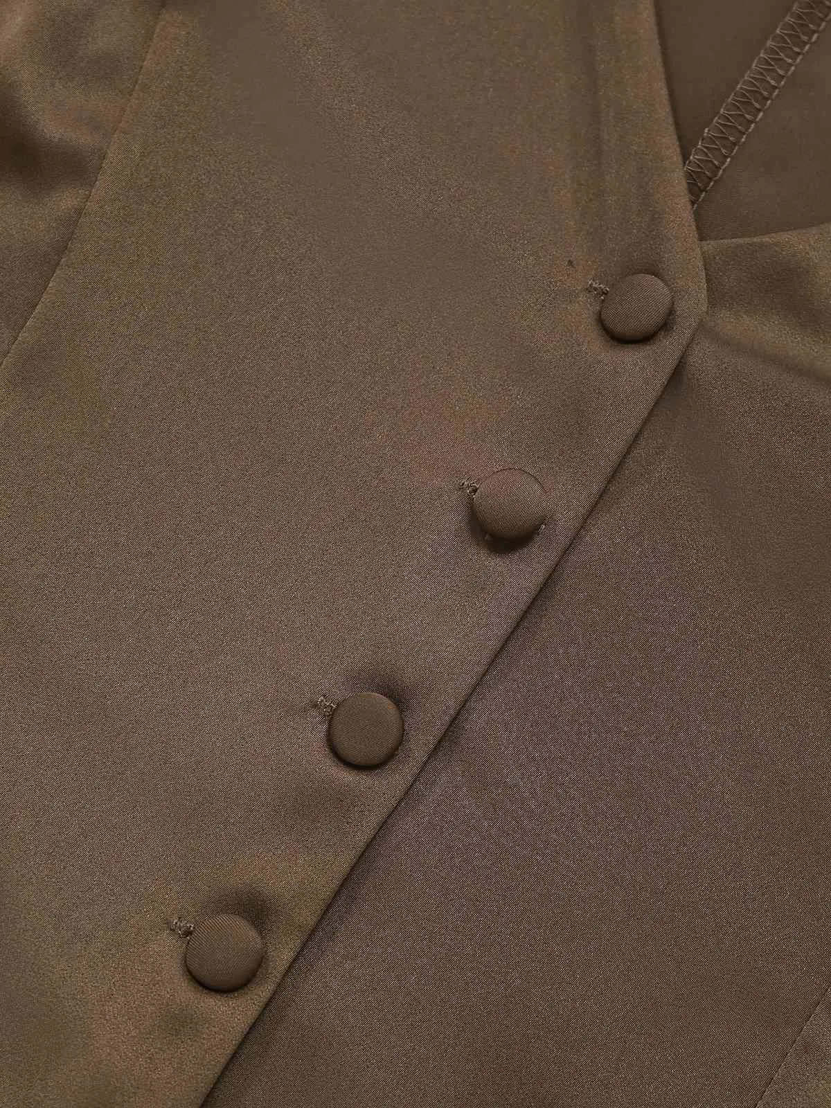 2PCS Brown 1930s Solid Satin Sleeveless V-Neck Vest & Fishtail Skirt sold by Retro Stage product image thumbnail 4