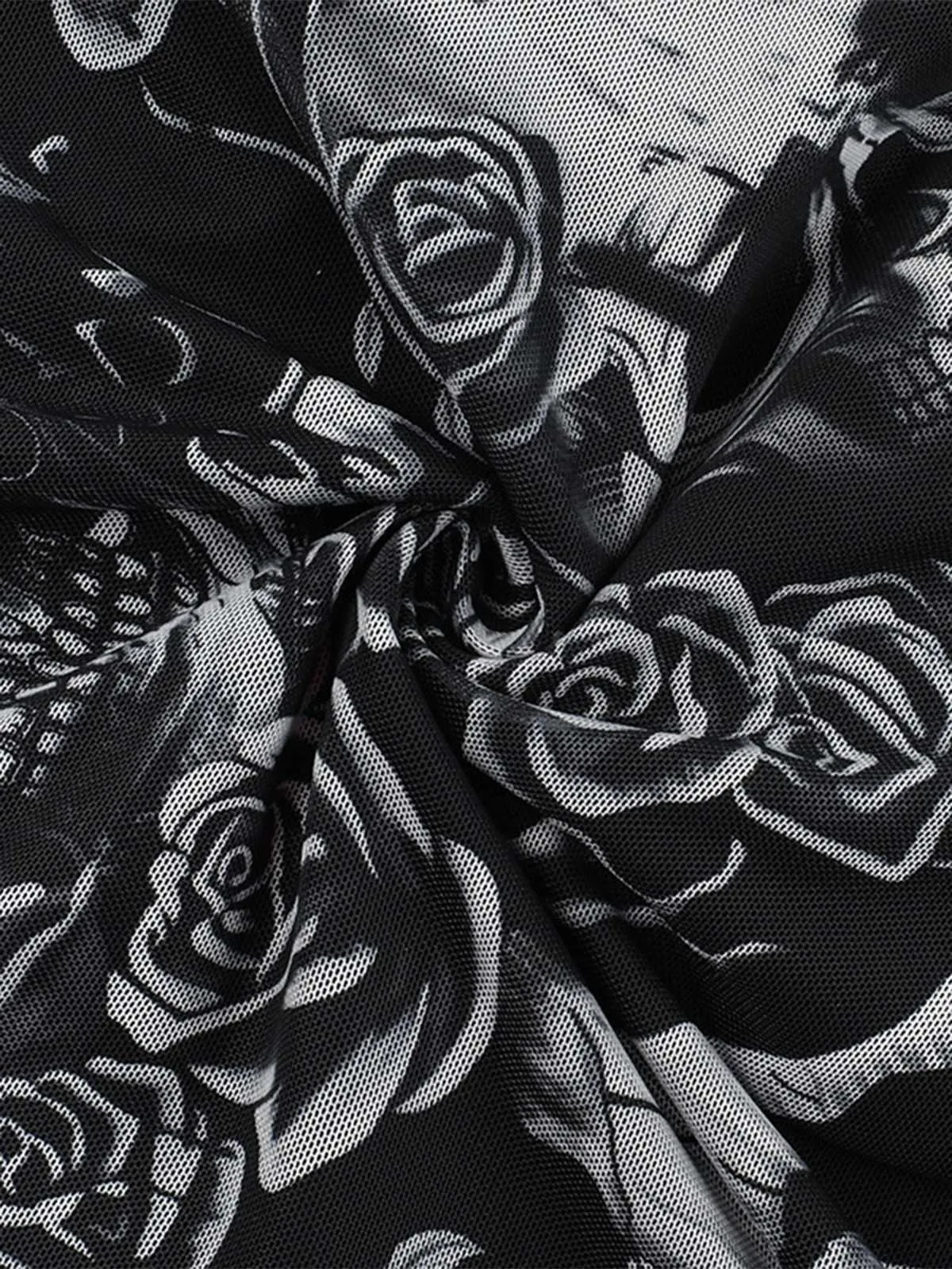 Black 1970s Slip Gothic Skeleton Print Mesh Dress sold by Retro Stage product image thumbnail 5