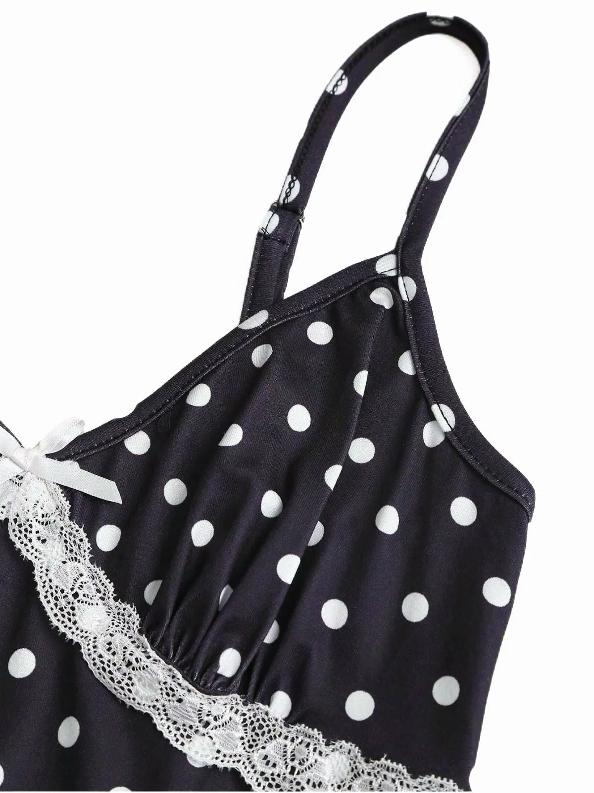 1940s Polka Dot Lace Trim Strap Jumpsuit sold by Retro Stage product image thumbnail 5