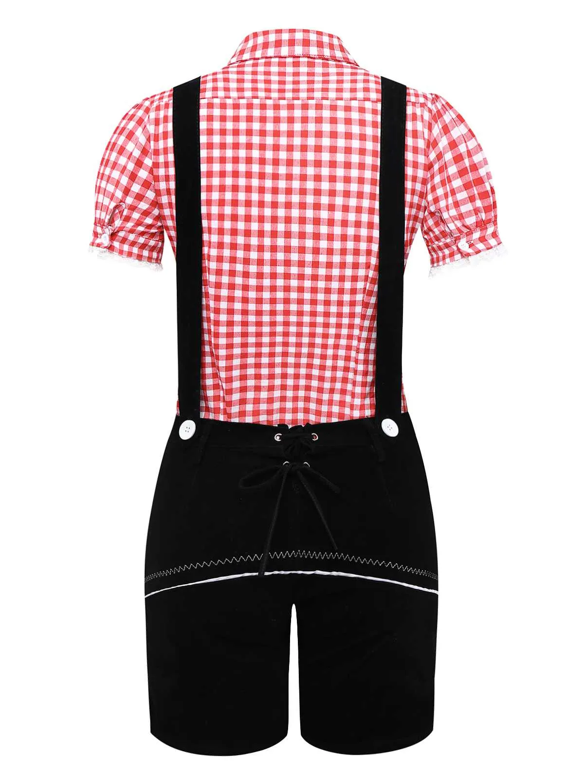2PCS 1960s Oktoberfest Costume Plaids Blouse & Shorts sold by Retro Stage product image thumbnail 2
